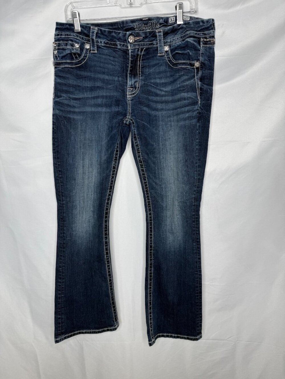 Miss Me Womens Embellished Bootcut Jeans 34x30 31 Angel Wings Dark WashBling Den